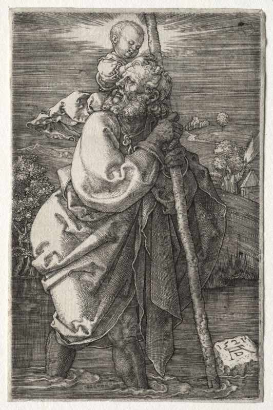 St. Christopher, Facing to the Left, 1521. Albrecht Dürer (German, 1471-1528). Engraving