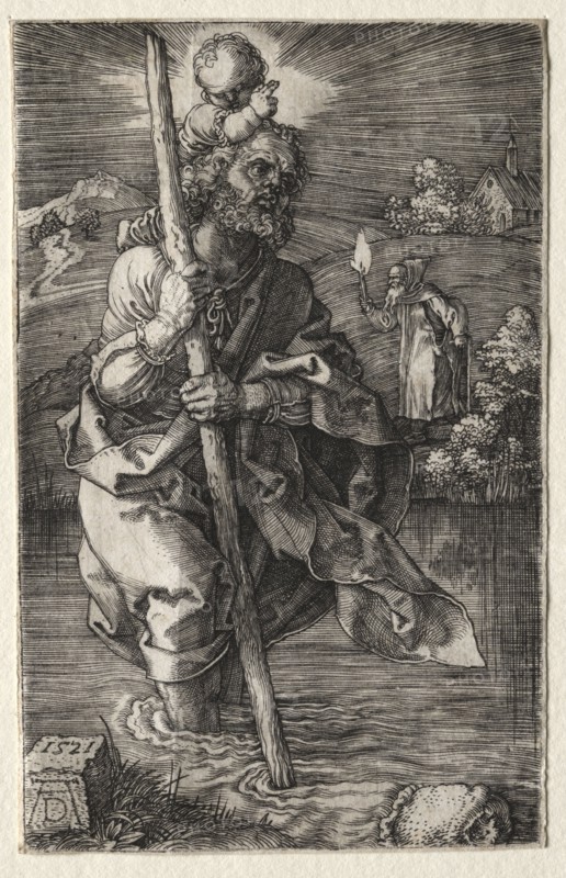 St. Christopher, Facing Right, c. 1496. Albrecht Dürer (German, 1471-1528). Engraving