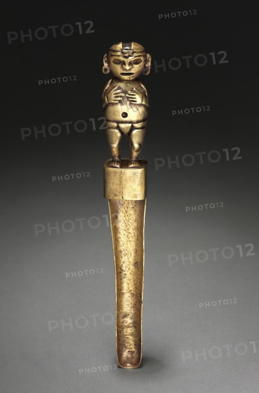 Spoon with Human Figure, c. 500-200 BC. Peru, North Highlands, Chavín de Huantar(?), Chavín style (1000-200 BC). Hammered and cut gold; overall: 2.6 cm (1 in.).