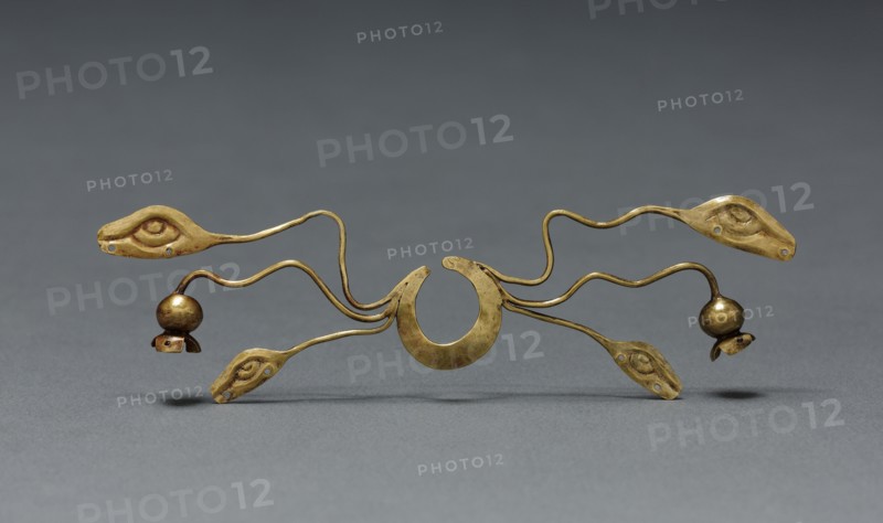 Nose Ornament, c. 500-200 BC. Peru, North Highlands, Chavín de Huantar(?), Chavín style (1000-200 BC). Cut and hammered gold; overall: 3.2 x 9.6 cm (1 1/4 x 3 3/4 in.).