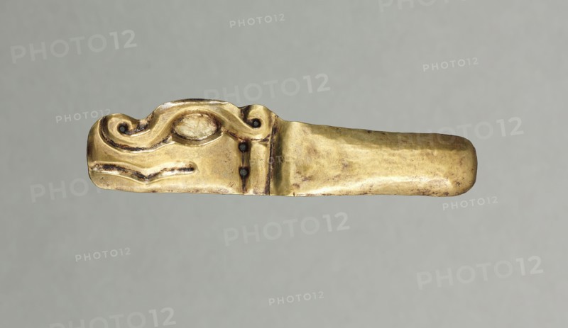 Spoon(?), c. 500-200 BC. Peru, North Highlands, Chavín de Huantar(?), Chavín style (1000-200 BC). Hammered and cut gold; overall: 7.4 x 1.8 cm (2 15/16 x 11/16 in.).