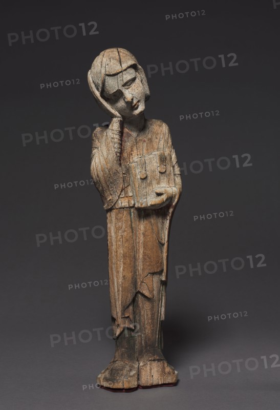 Mourning Saint John, c. 1240-1260. Austria, Region of Salzburg, Lungau?, 13th century. Painted wood; overall: 43.8 x 11.5 cm (17 1/4 x 4 1/2 in.).