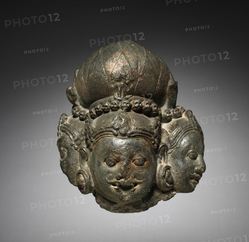 Trikala Bhairava, 1000s-1100s. Eastern India, Orissa, 11th-12th century. Stone; overall: 21.8 x 19.1 cm (8 9/16 x 7 1/2 in.).