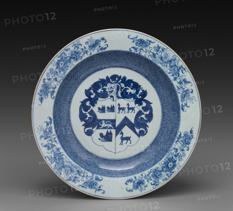 Charger, c. 1720. China, Chinese Export -- English Market, 18th century. Porcelain; diameter: 38.3 cm (15 1/16 in.); overall: 5.5 cm (2 3/16 in.).