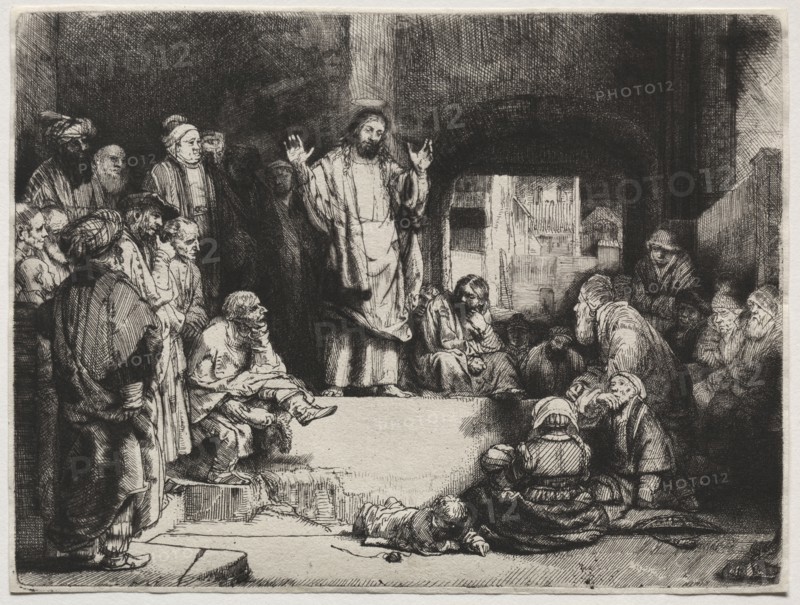 Christ Preaching ('La Petite Tombe'), c. 1657. Rembrandt van Rijn (Dutch, 1606-1669). Etching, drypoint, and burin; sheet: 15.8 x 21 cm (6 1/4 x 8 1/4 in.); platemark: 15.5 x 20.7 cm (6 1/8 x 8 1/8 in.)