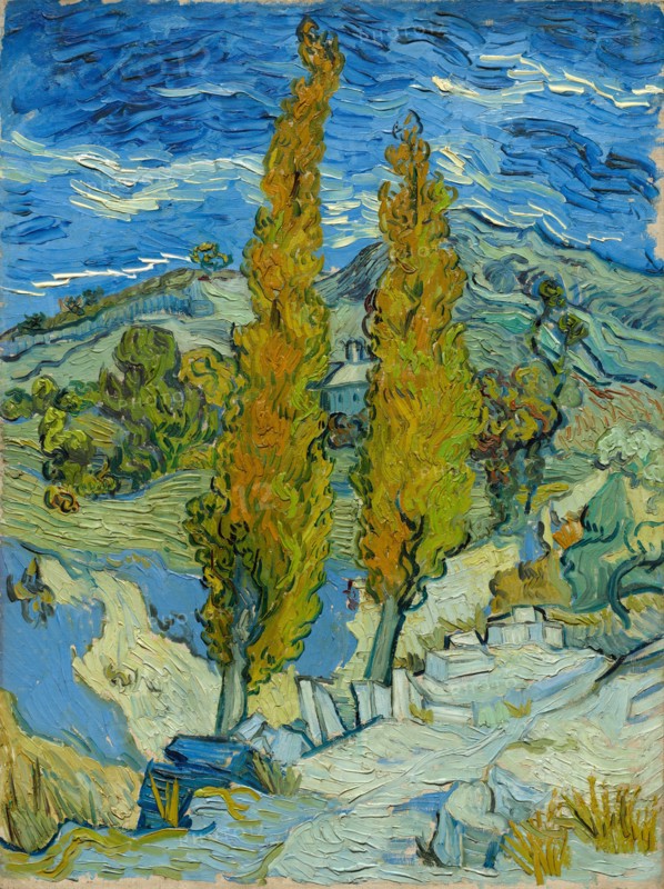 The Poplars at Saint-Rémy, 1889. Vincent van Gogh (Dutch, 1853-1890). Oil on fabric; framed: 81 x 66.7 x 7.3 cm (31 7/8 x 26 1/4 x 2 7/8 in.); unframed: 61.6 x 45.7 cm (24 1/4 x 18 in.).