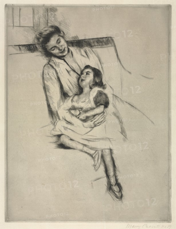 Reine and Margot Seated on a Sofa, c. 1902. Mary Cassatt (American, 1844-1926). Drypoint