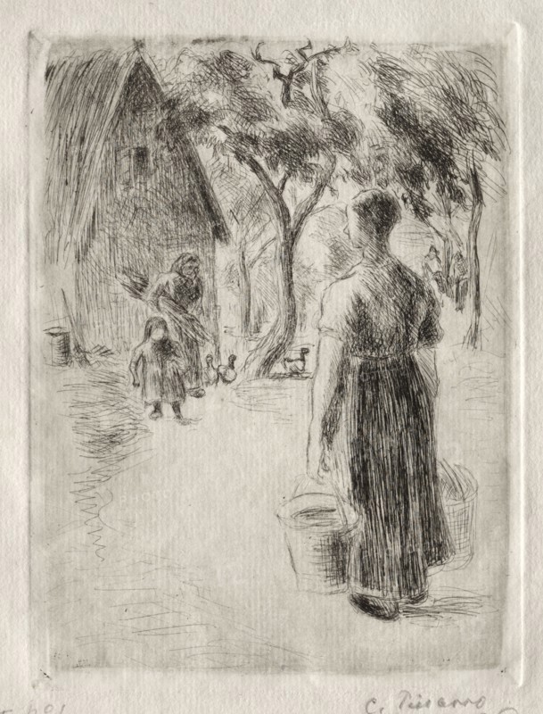 Paysanne portant des seaux, 1889. Camille Pissarro (French, 1830-1903). Etching and drypoint
