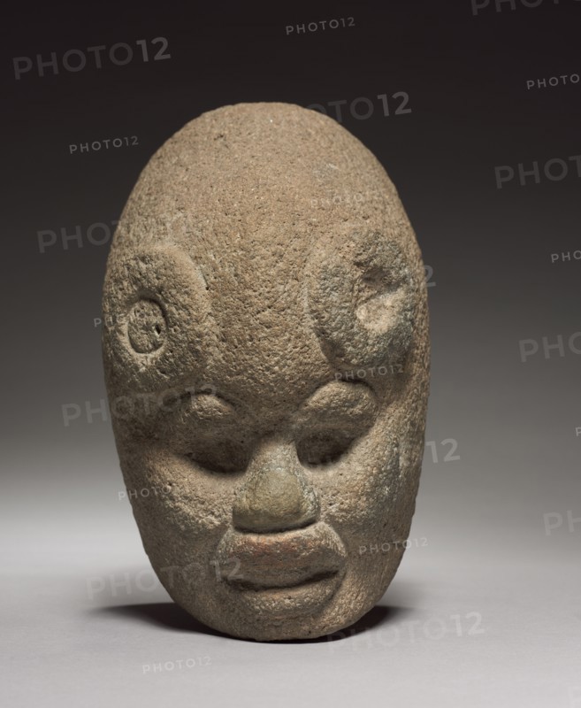 Head, 600-1100. Mexico, Classic Veracruz (Totonac or Tajin). Stone; overall: 25 x 15.8 x 16.5 cm (9 13/16 x 6 1/4 x 6 1/2 in.).