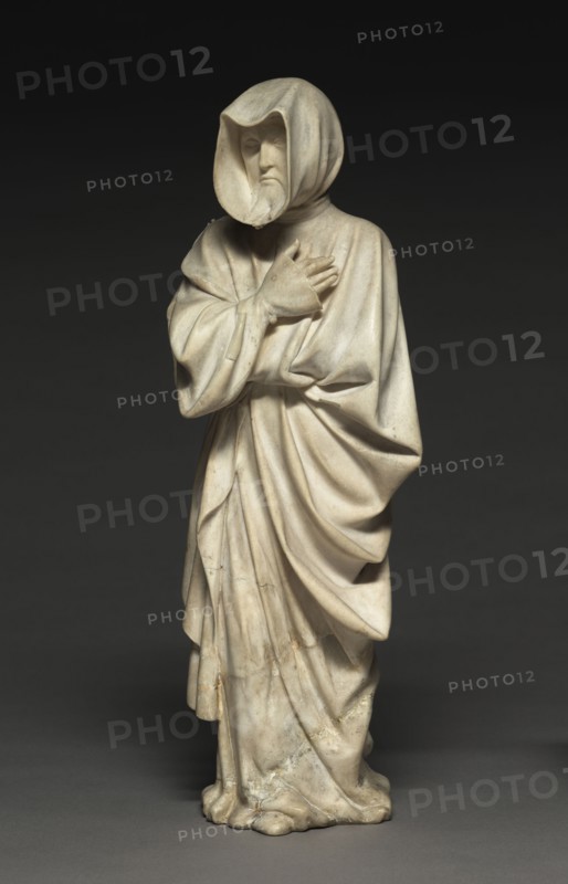 Mourner from the Tomb of Philip the Bold, Duke of Burgundy (1364-1404), 1404-10. Claus de Werve (Netherlandish, 1380-1439). Vizille alabaster; overall: 41 x 12.7 x 15 cm (16 1/8 x 5 x 5 7/8 in.).