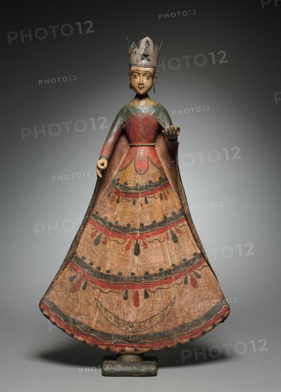 Santos:  Virgin Crowned, 1800s. America, New Mexico, 19th century. Painted wood; overall: 74.9 x 43.2 x 14.9 cm (29 1/2 x 17 x 5 7/8 in.).