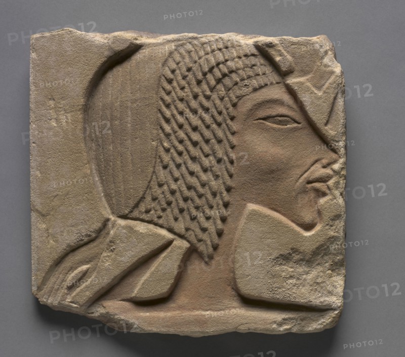 Talatat: Portrait of Nefertiti, c. 1353-1347 BC. Egypt, Karnak, New Kingdom, Dynasty 18, reign of Amenhotep IV, 1353-1337 BC. Painted sandstone; overall: 22 x 22.7 cm (8 11/16 x 8 15/16 in.).