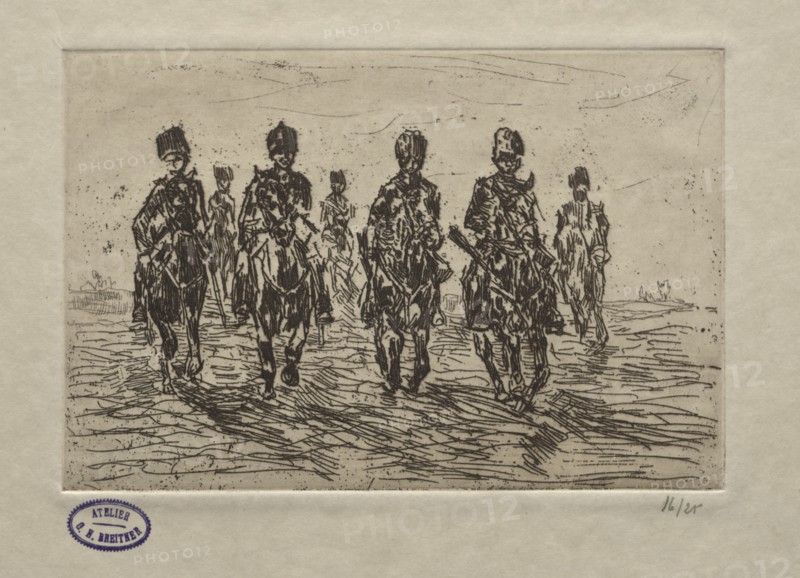 Cavalry Scene. George Hendrik Breitner (Dutch, 1857-1923). Etching