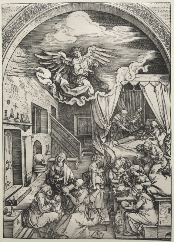 The Life of the Virgin: The Birth of the Virgin, c. 1503-1504. Albrecht Dürer (German, 1471-1528). Woodcut