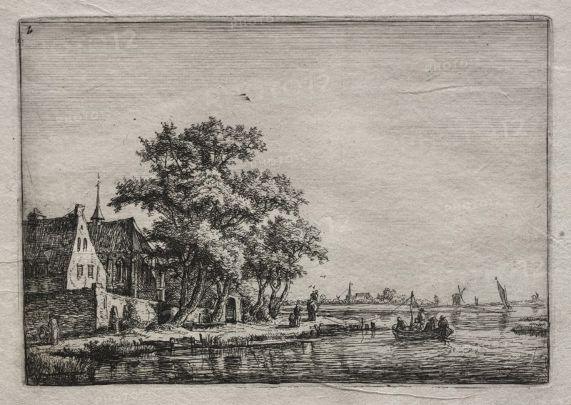 The Cemetery by the Canal. Anthonie Waterloo (Dutch, 1609/10-1690). Etching