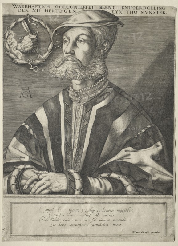 Portrait of Bernard Knipperdolling. Jan Muller (Dutch, 1571-1628), after Heinrich Aldegrever (German, 1502-1555/61). Engraving
