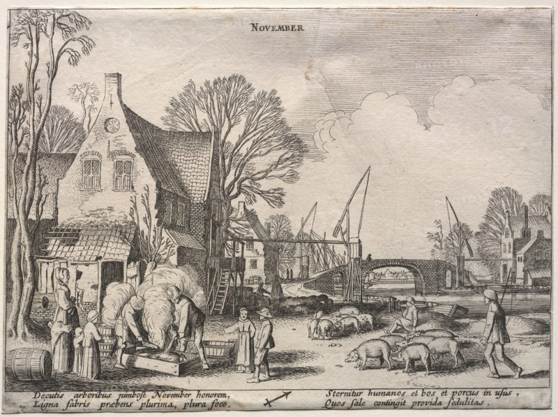 The Twelve Months: November. Jan van de Velde (Dutch, 1620-1662). Etching