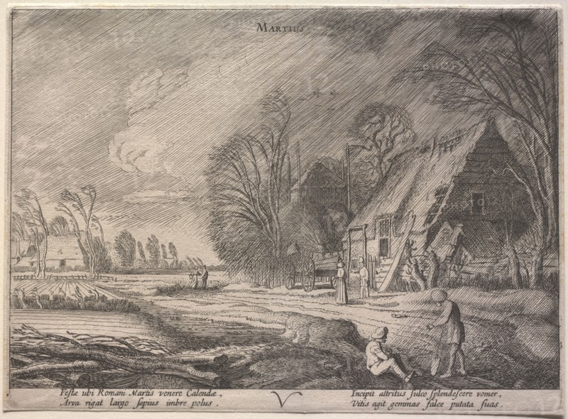 The Twelve Months: March. Jan van de Velde (Dutch, 1620-1662). Etching