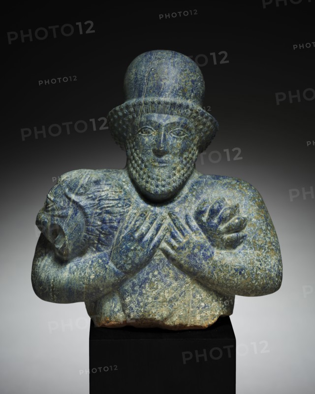Median Lion Strangler, 500-450 BC. Iran, Achamenid period, first half 5th Century BC. Lapis lazuli; overall: 18.7 cm (7 3/8 in.).