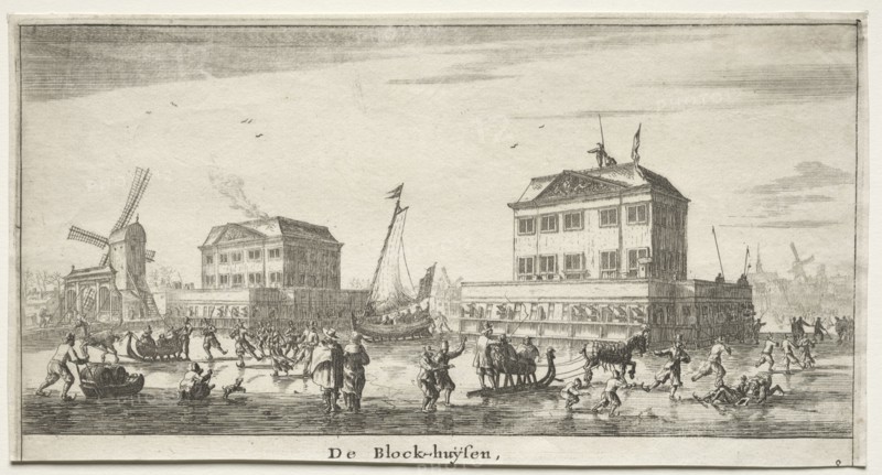 De Block-huysen. Reinier Nooms (Dutch, c. 1623-1667). Etching