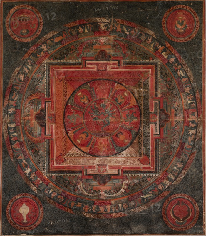 Mandala, late 15th century. Nepal, late 15th century. Color on cloth; overall: 40.6 x 35.6 cm (16 x 14 in.).