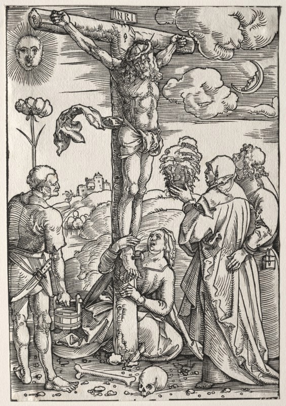Christ on the Cross with Mary, St. John, Mary Magdalen and St. Stephen, 1505. Hans Baldung (German, 1484/85-1545). Woodcut