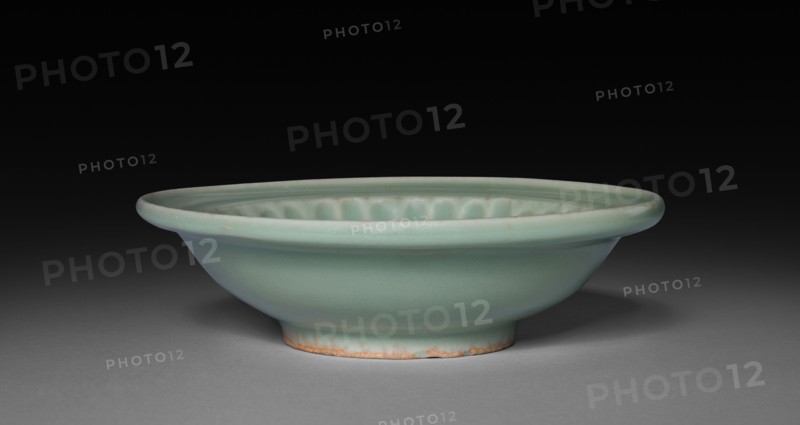 Plate:  Longquan Ware, 13th-14th Century. China, Southern Song dynasty (1127-1279). Glazed porcelain; diameter: 14.6 cm (5 3/4 in.); overall: 4.2 cm (1 5/8 in.).