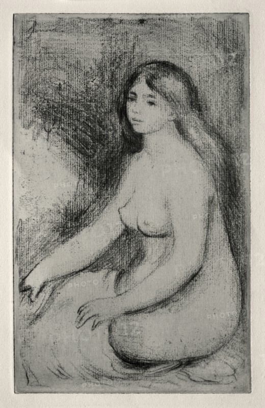 Baigneuse assise, c. 1905. Pierre-Auguste Renoir (French, 1841-1919). Softground etching