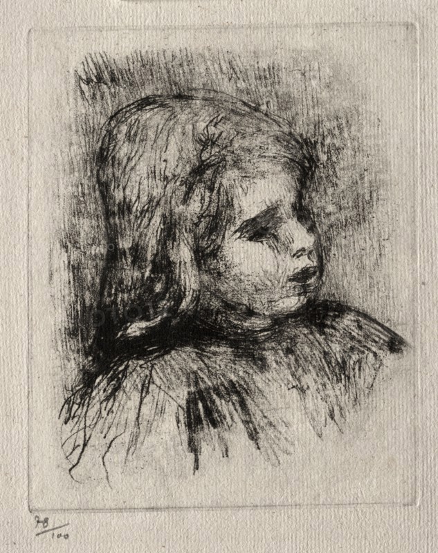 Claude Renoir, de trois-quarts à droite, 1908. Pierre-Auguste Renoir (French, 1841-1919). Softground etching