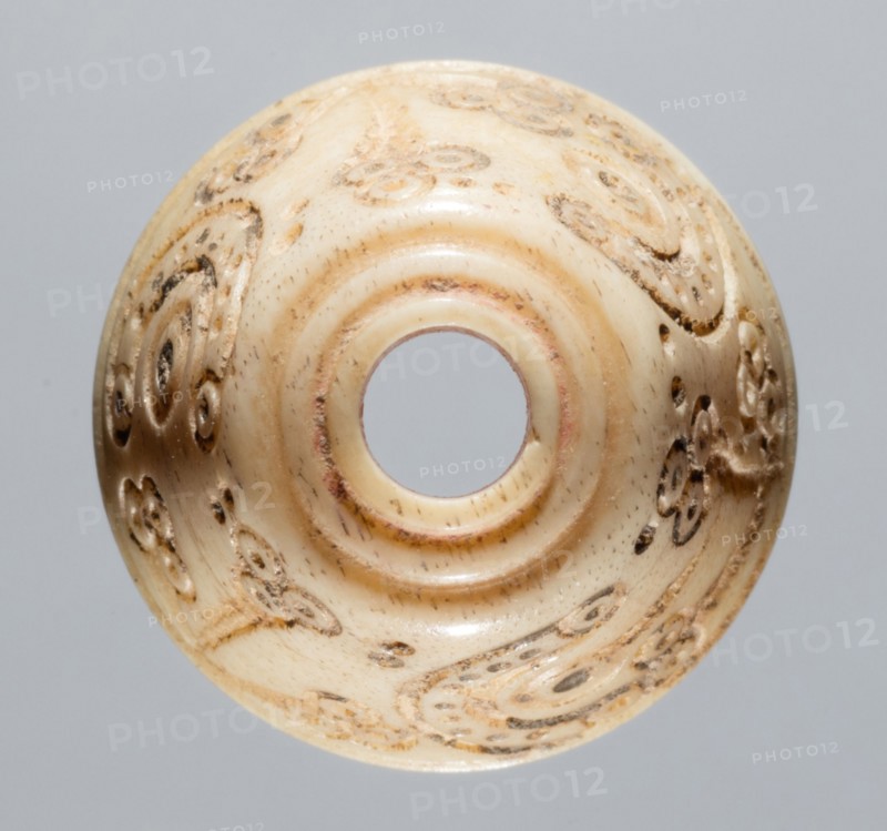 Spindle Whorl, 700s - 900s. Iran, early Islamic period, 8th - 10th century. Bone, incised; overall: 1.3 x 1.7 x 1.7 cm (1/2 x 11/16 x 11/16 in.)