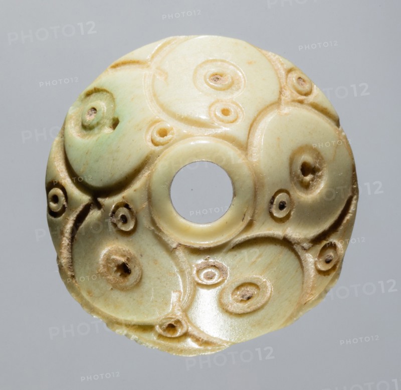 Spindle Whorl, 700s - 900s. Iran, early Islamic period, 8th - 10th century. Bone, incised; overall: 0.8 x 2 x 2 cm (5/16 x 13/16 x 13/16 in.)