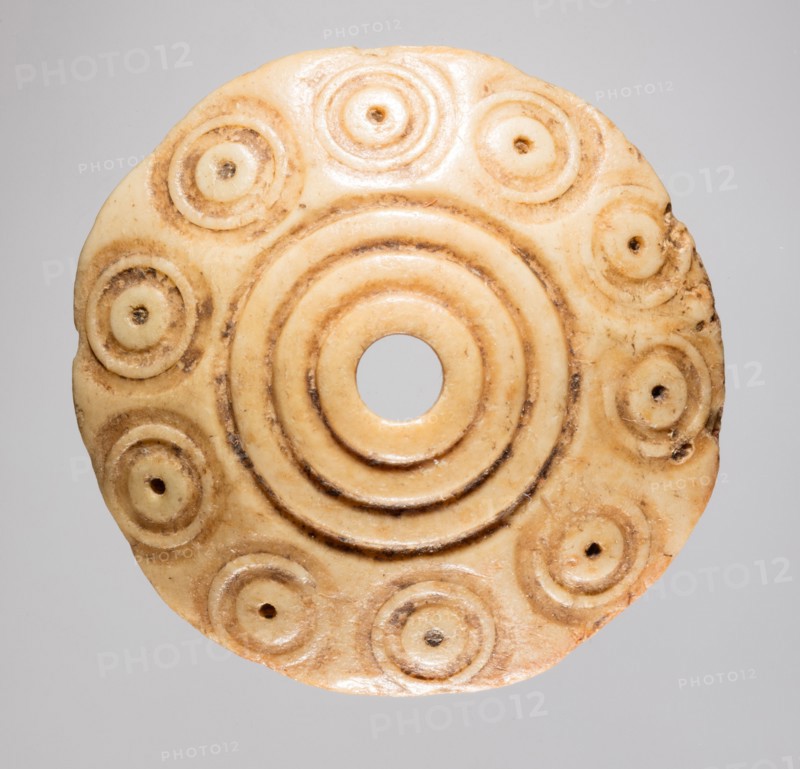 Spindle Whorl, 700s - 900s. Iran, early Islamic period, 8th - 10th century. Bone, incised; overall: 0.7 x 2.8 x 2.8 cm (1/4 x 1 1/8 x 1 1/8 in.)