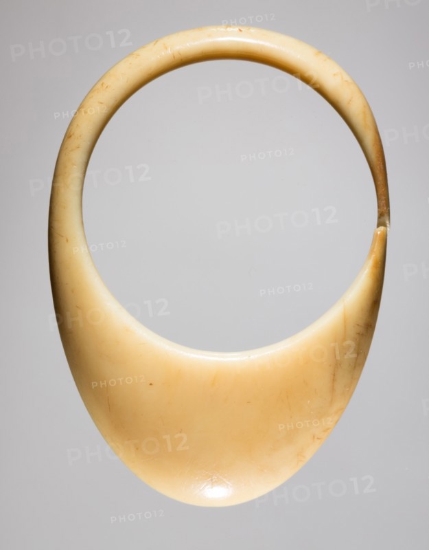 Ring, 700s - 900s. Iran, early Islamic period, 8th - 10th century. Bone; overall: 0.8 x 4 x 2.9 cm (5/16 x 1 9/16 x 1 1/8 in.)