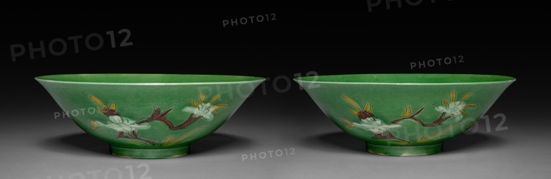 Pair of Bowls with Sprays of Flowers, 1662-1722. China, Jiangxi province, Jingdezhen kilns, Qing dynasty (1644-1912), Kangxi reign (1661-1722). Porcelain; diameter: 21.2 cm (8 3/8 in.); overall: 7 cm (2 3/4 in.).