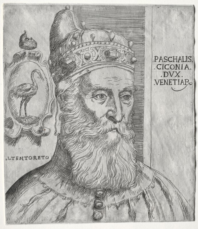 Portrait of Pasquale Cicogna, Doge of Venice. Jacopo Palma il Giovane (Italian, c. 1548-1628). Etching