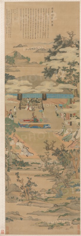 Lady Xuanwen Giving Instruction on the Rites of Zhou, 1638. Chen Hongshou (Chinese, 1598/99-1652). Hanging scroll, ink and color on silk; image: 172.8 x 55.7 cm (68 1/16 x 21 15/16 in.); overall: 293.9 x 71 cm (115 11/16 x 27 15/16 in.); with knobs: 293.9 x 79 cm (115 11/16 x 31 1/8 in.).