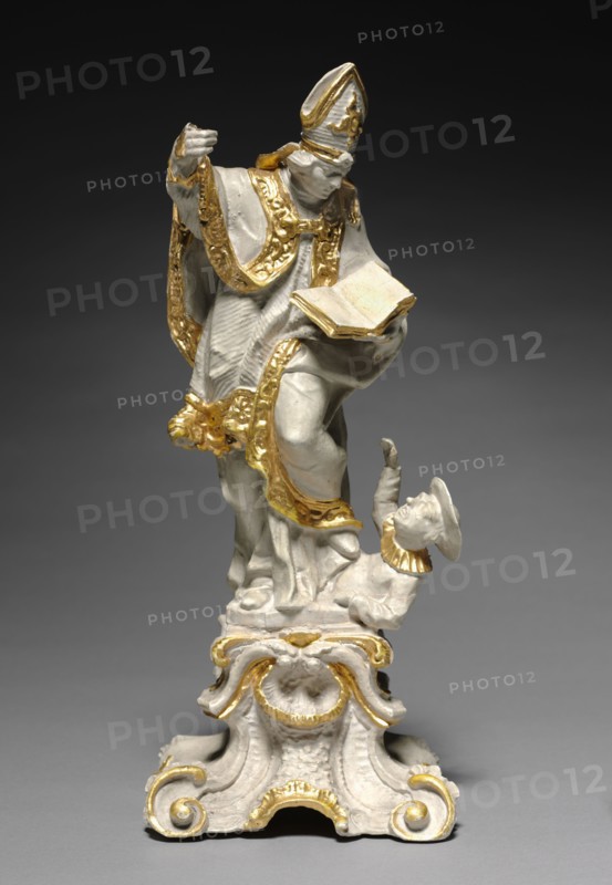 Bishop Saint, c. 1740-1750. Attributed to Ferdinand Dietz (German, 1708-1777). Painted and gilded wood; overall: 32.1 x 13.4 x 7.6 cm (12 5/8 x 5 1/4 x 3 in.).