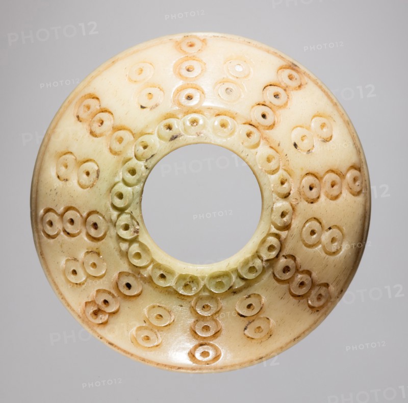 Spindle Whorl, 700s - 900s. Iran, early Islamic period, 8th - 10th century. Bone, incised; overall: 0.9 x 3 x 3 cm (3/8 x 1 3/16 x 1 3/16 in.)