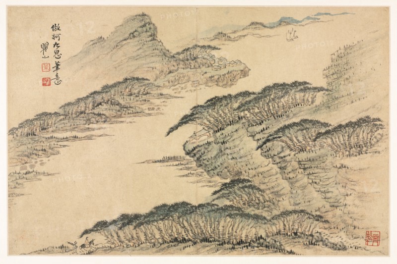 Landscapes in Various Styles after Old Masters, 1690. Mei Qing (Chinese, 1623-1697). Album leaf: ink and color on paper; overall: 28.6 x 44 cm (11 1/4 x 17 5/16 in.).