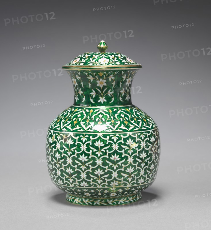 Lota: Covered Jar on Narrow Foot, c. 1700. India, Jaipur, late 17th-early 18th Century. Cloisonne enamel on gold; overall: 14.4 x 10.2 cm (5 11/16 x 4 in.).