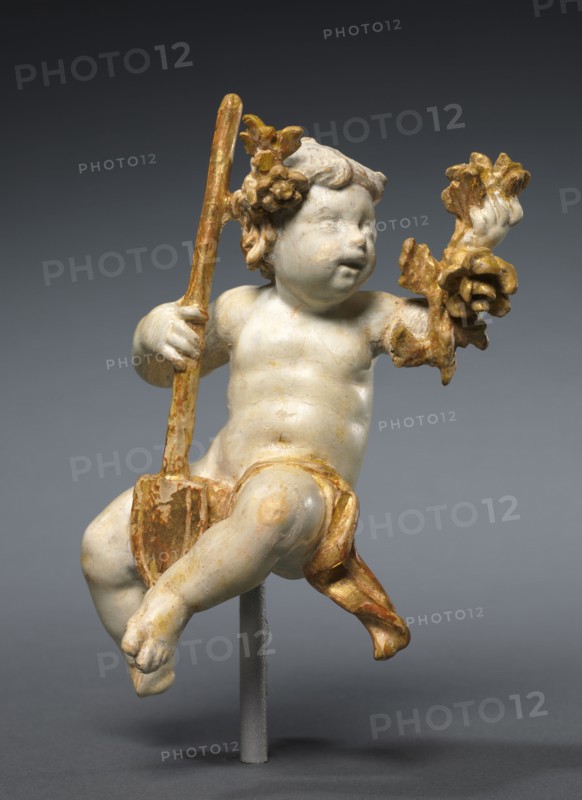 Putto as Spring, c. 1765. Ferdinand Dietz (German, 1708-1777). Painted and gilded wood; overall: 12.7 x 6.8 x 5.8 cm (5 x 2 11/16 x 2 5/16 in.).