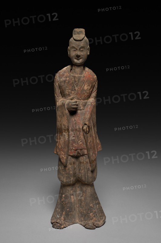 Court Official (Tomb Figure), 1st quarter of 6th Century. China, Six Dynasties period (317-581), Northern Wei dynasty (386-534). Gray earthenware with traces of polychrome; overall: 36 cm (14 3/16 in.).