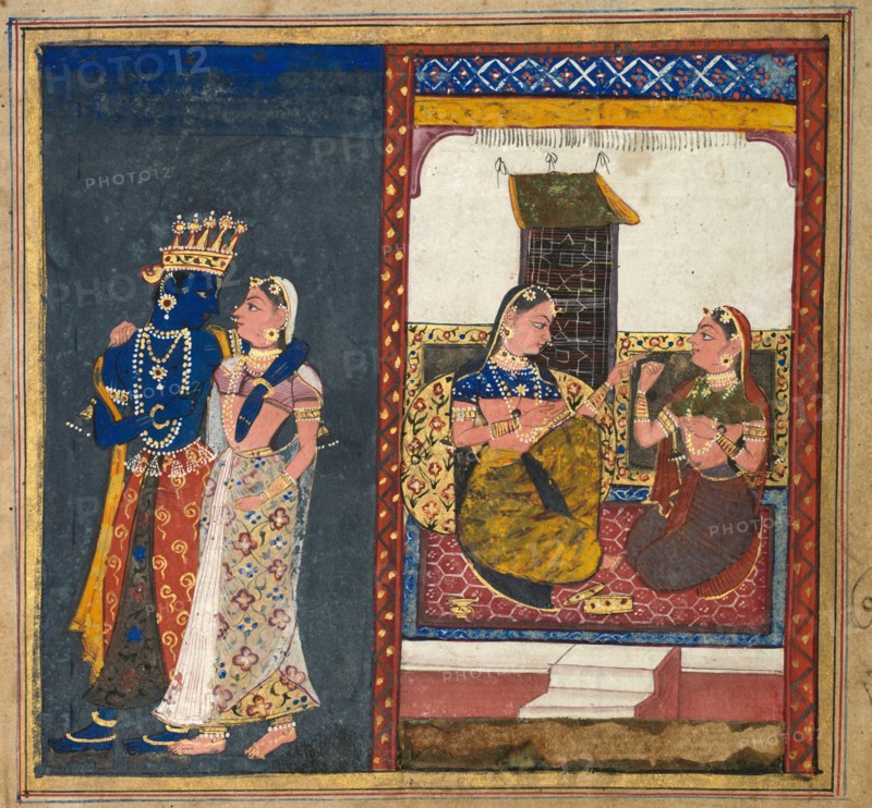 Radha and Krishna Embracing, Leaf from a Gita Govinda, c. 1650. India, Deccan, Aurangabad (?), 17th century. Color and gold on paper; overall: 13.5 x 14.5 cm (5 5/16 x 5 11/16 in.).