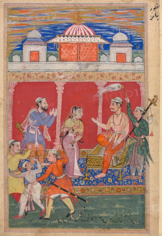 Page from Tales of a Parrot (Tuti-nama): text page, c. 1560. India, Mughal, Reign of Akbar, 16th century. Ink and gold on paper; overall: 20 x 14.4 cm (7 7/8 x 5 11/16 in.); text field: 16.6 x 10 cm (6 9/16 x 3 15/16 in.).