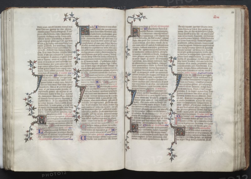The Gotha Missal:  Fol. 100r, Text, c. 1375. And workshop Master of the Boqueteaux (French). Ink, tempera, and gold on vellum; blind-tooled leather binding; codex: 27.1 x 19.5 cm (10 11/16 x 7 11/16 in.)