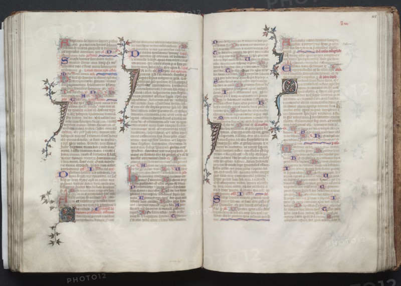 The Gotha Missal:  Fol. 105v, Text, c. 1375. And workshop Master of the Boqueteaux (French). Ink, tempera, and gold on vellum; blind-tooled leather binding; codex: 27.1 x 19.5 cm (10 11/16 x 7 11/16 in.)