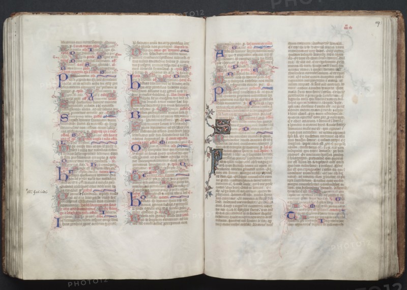 The Gotha Missal:  Fol. 107r, Text, c. 1375. And workshop Master of the Boqueteaux (French). Ink, tempera, and gold on vellum; blind-tooled leather binding; codex: 27.1 x 19.5 cm (10 11/16 x 7 11/16 in.)