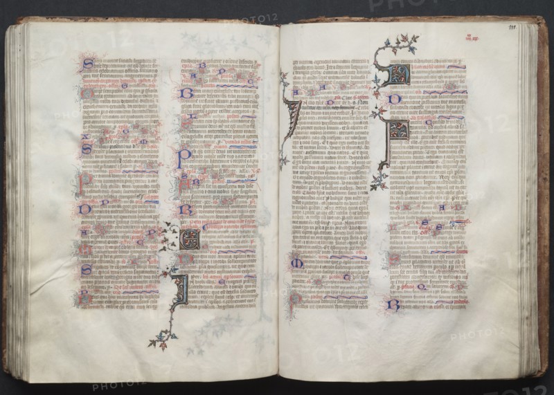 The Gotha Missal:  Fol. 111r, Text, c. 1375. And workshop Master of the Boqueteaux (French). Ink, tempera, and gold on vellum; blind-tooled leather binding; codex: 27.1 x 19.5 cm (10 11/16 x 7 11/16 in.)