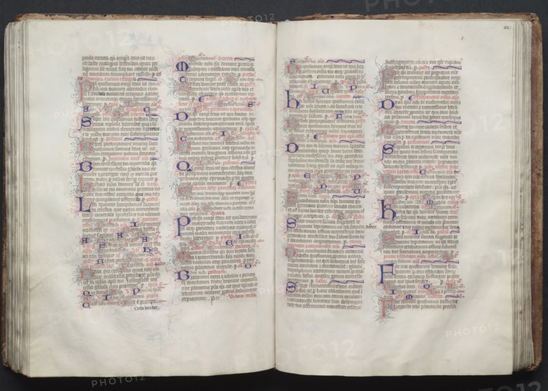 The Gotha Missal:  Fol. 112r, Text, c. 1375. And workshop Master of the Boqueteaux (French). Ink, tempera, and gold on vellum; blind-tooled leather binding; codex: 27.1 x 19.5 cm (10 11/16 x 7 11/16 in.)