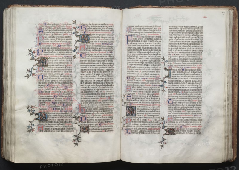 The Gotha Missal:  Fol. 118v, Text, c. 1375. And workshop Master of the Boqueteaux (French). Ink, tempera, and gold on vellum; blind-tooled leather binding; codex: 27.1 x 19.5 cm (10 11/16 x 7 11/16 in.)